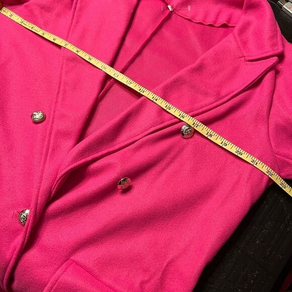 Hot Pink Double Breasted Coat Dress with Decorative Buttons - Picture 12 of 12